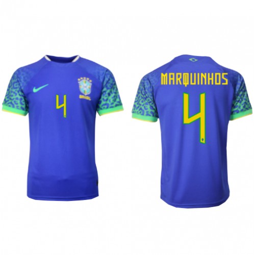 Fotballdrakt Herre Brasil Marquinhos #4 Bortedrakt VM 2022 Kortermet